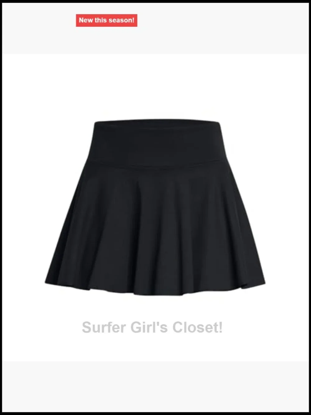 4-Way Stretch Skort with Side Pocket, Wide Elastic Waistband, Above Knee Length